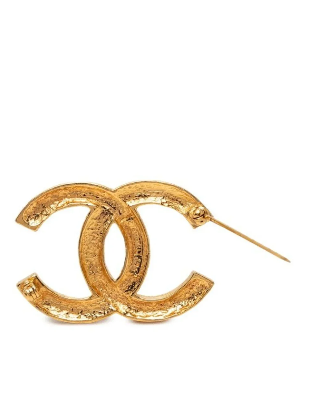 Chanel CC Logo Brooch Gold Plated Rhinestone